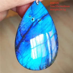 Natural Blue Labradorite Stone Pendant Necklace, AAAAA - Image 4