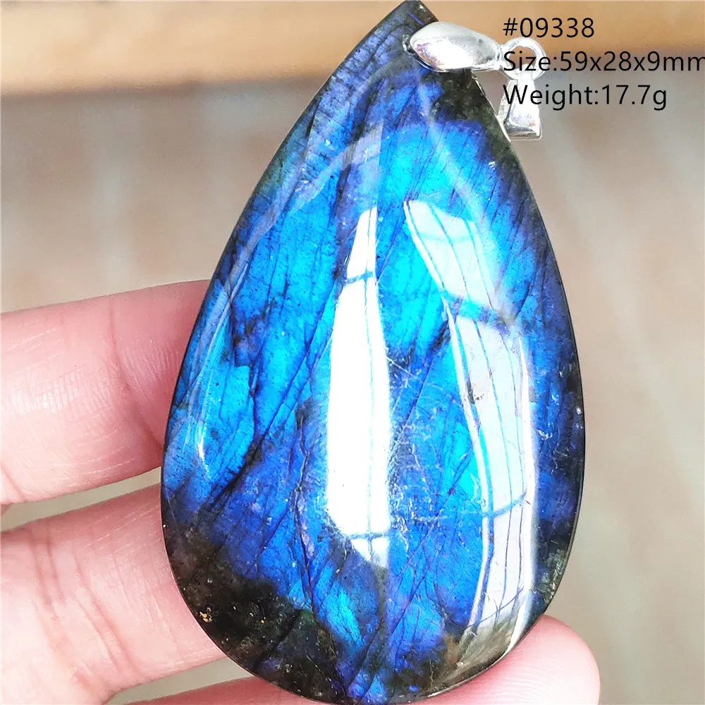 Natural Blue Labradorite Stone Pendant Necklace, AAAAA