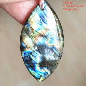 Natural Blue Labradorite Stone Pendant Necklace, AAAAA - Image 22