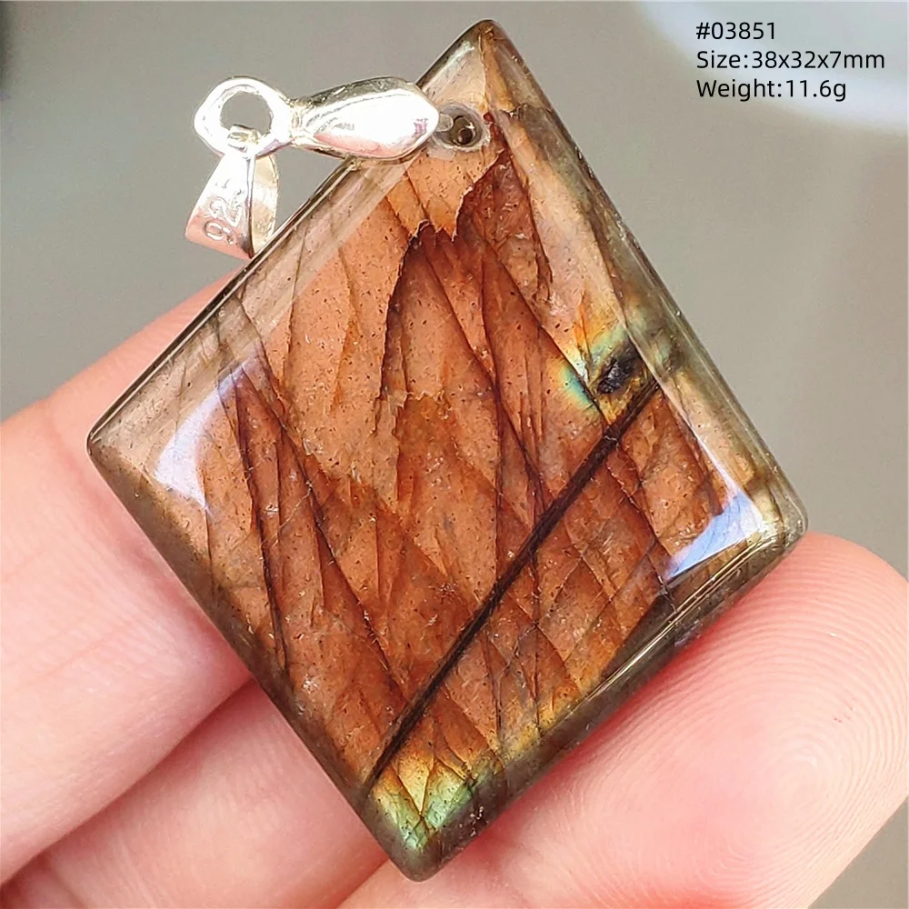Natural Blue Labradorite Stone Pendant Necklace, AAAAA