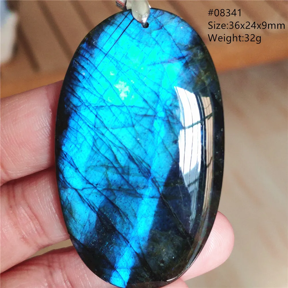 Natural Blue Labradorite Stone Pendant Necklace, AAAAA