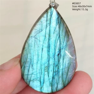 Natural Blue Labradorite Stone Pendant Necklace, AAAAA - Image 26