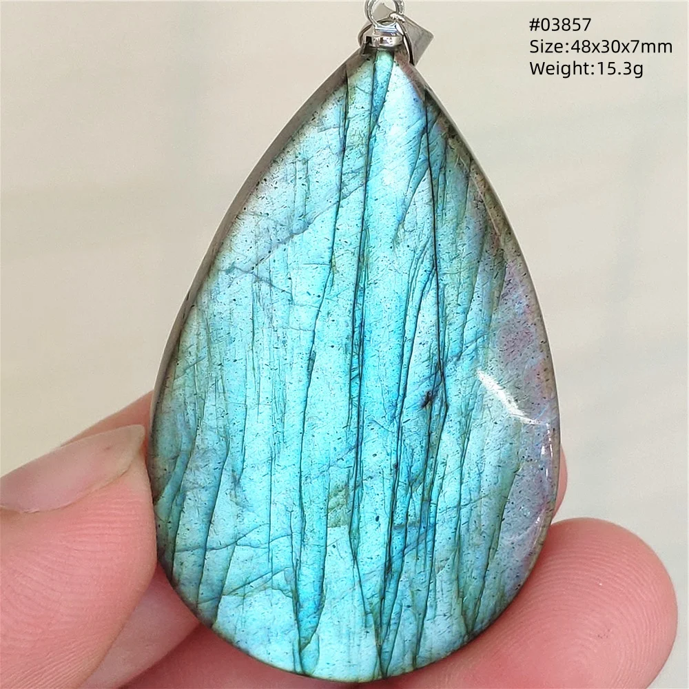 Natural Blue Labradorite Stone Pendant Necklace, AAAAA