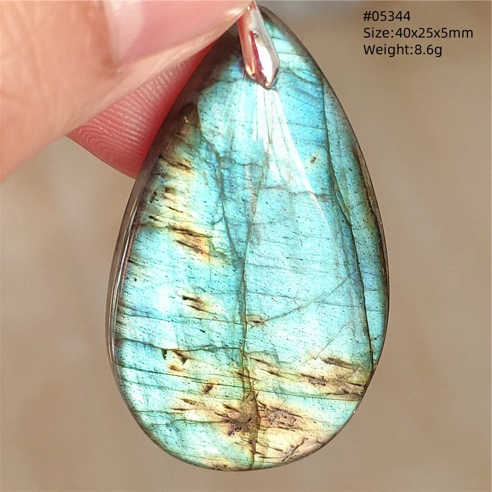 Natural Blue Labradorite Stone Pendant Necklace, AAAAA