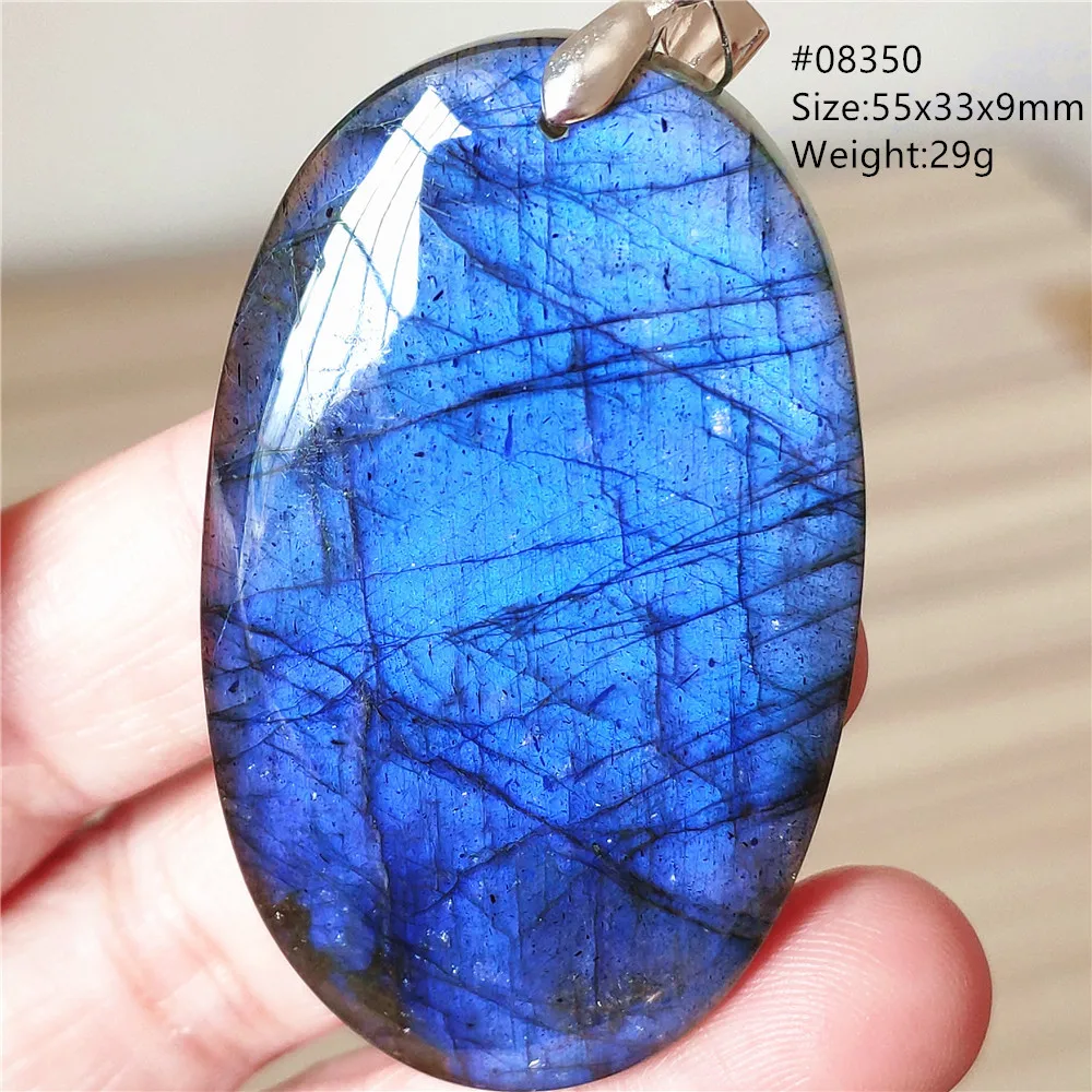 Natural Blue Labradorite Stone Pendant Necklace, AAAAA