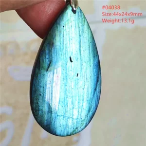 Natural Blue Labradorite Stone Pendant Necklace, AAAAA - Image 12