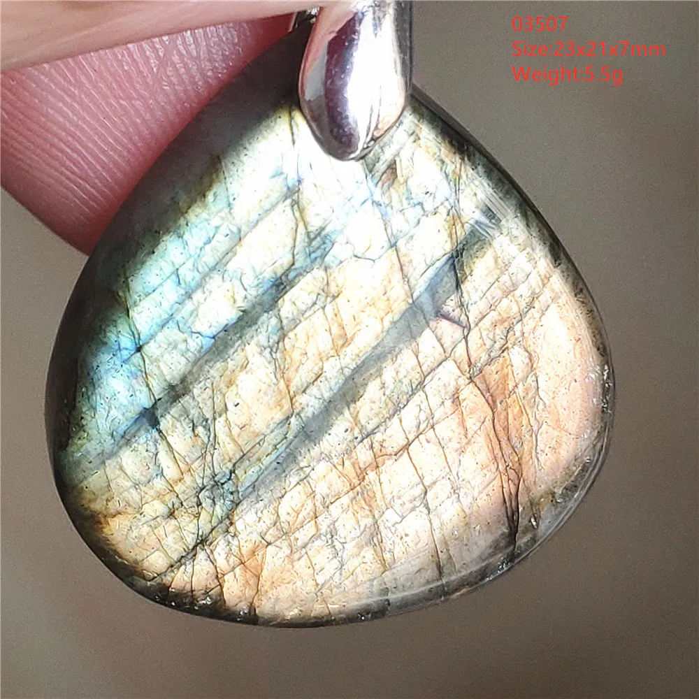 Natural Blue Labradorite Stone Pendant Necklace, AAAAA
