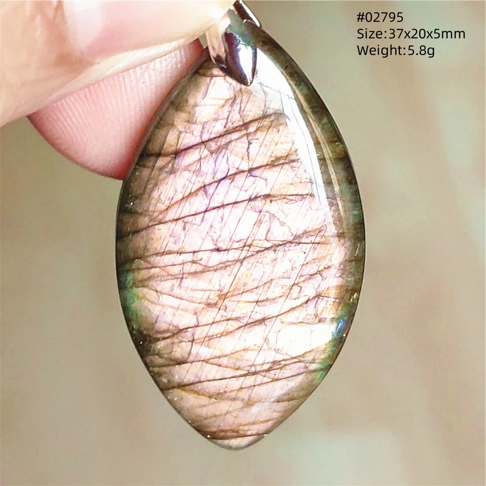 Natural Blue Labradorite Stone Pendant Necklace, AAAAA