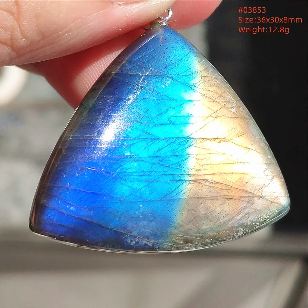 Natural Blue Labradorite Stone Pendant Necklace, AAAAA