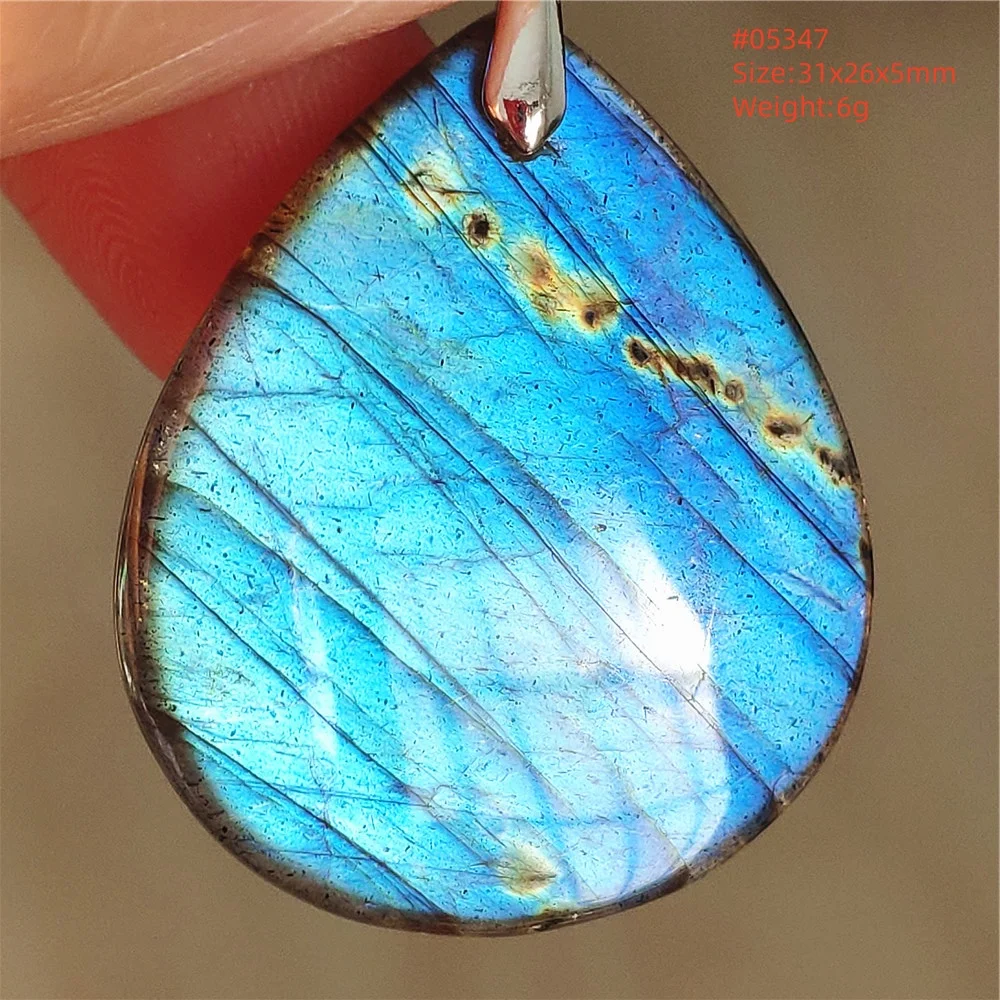 Natural Blue Labradorite Stone Pendant Necklace, AAAAA