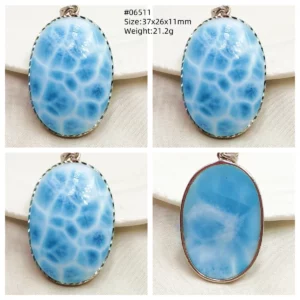 Blue Larimar Heart Pendant Necklace - Image 33