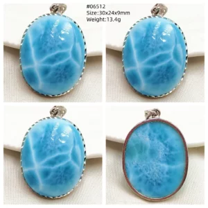 Blue Larimar Heart Pendant Necklace - Image 34