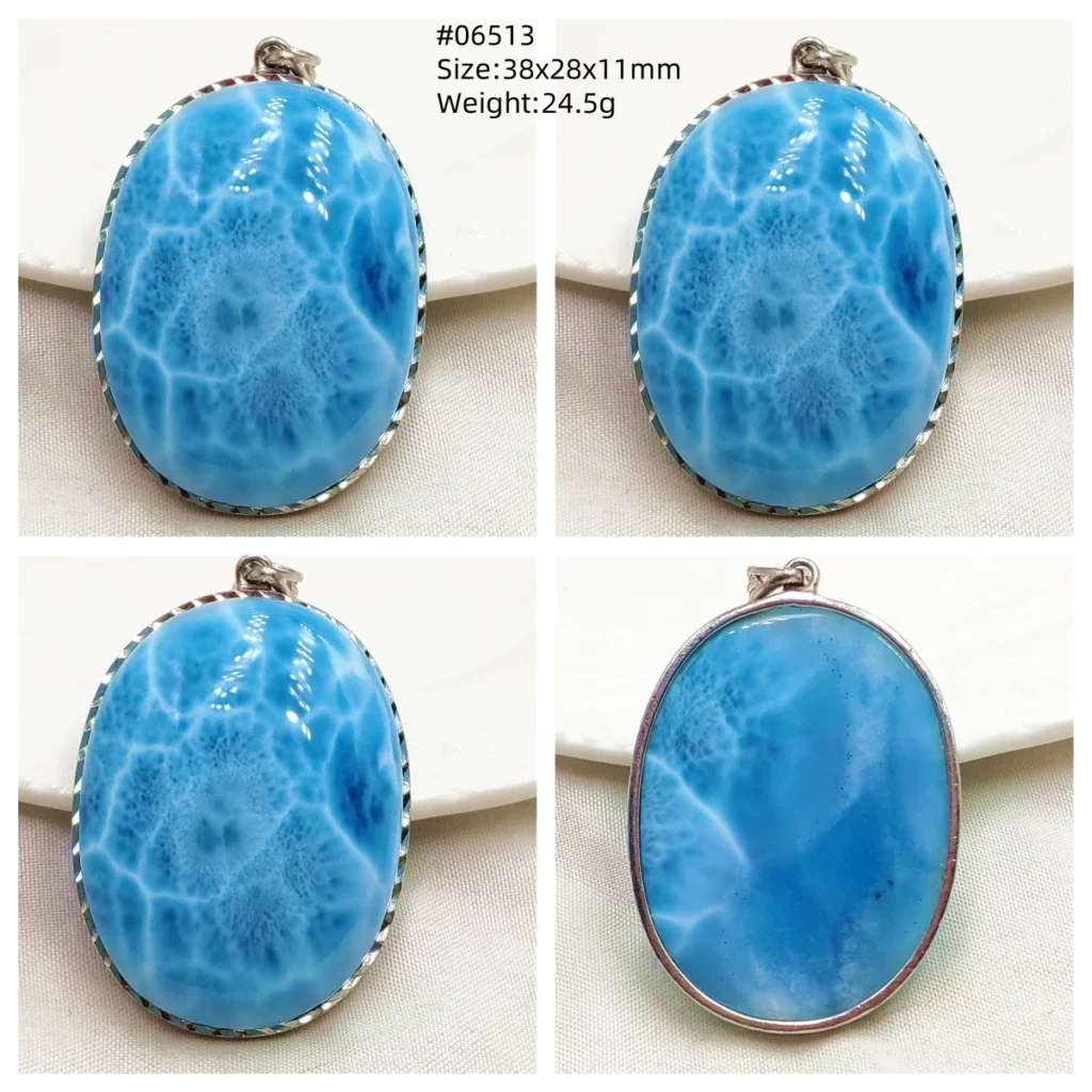 Blue Larimar Heart Pendant Necklace