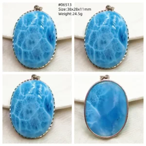 Blue Larimar Heart Pendant Necklace - Image 30