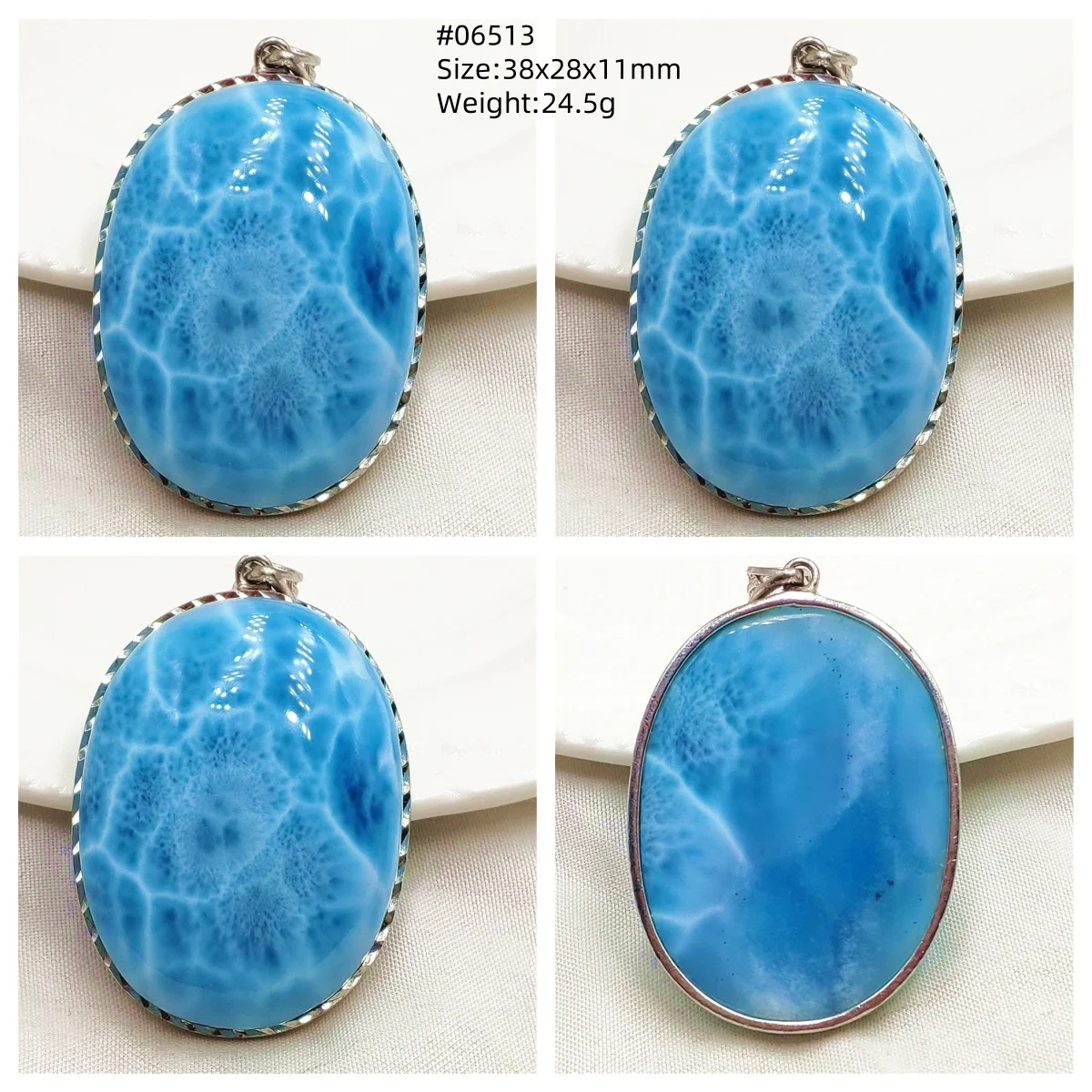 Blue Larimar Heart Pendant Necklace - Image 30