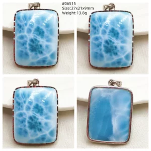 Blue Larimar Heart Pendant Necklace - Image 22