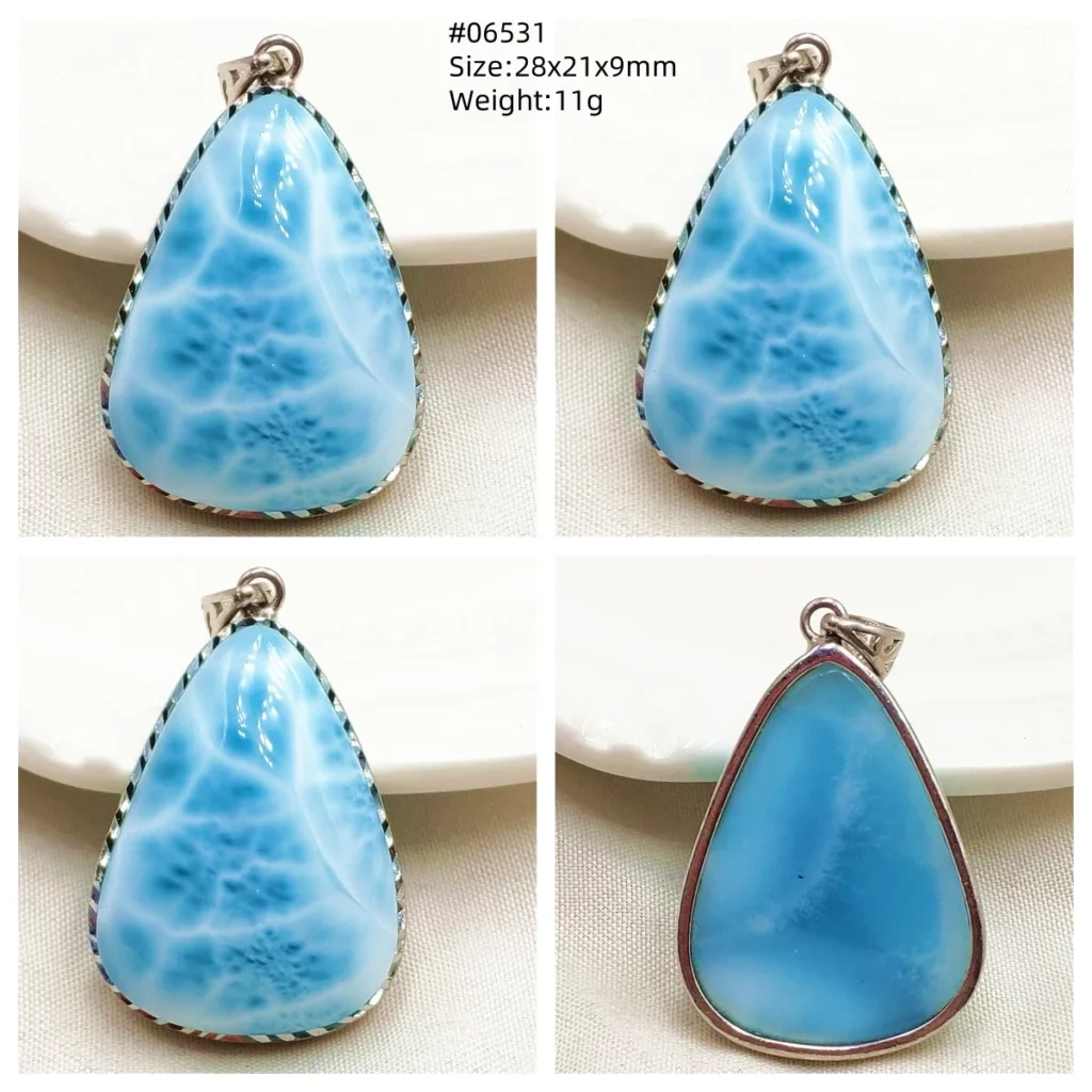 Blue Larimar Heart Pendant Necklace