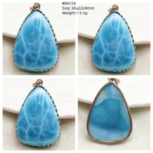 Blue Larimar Heart Pendant Necklace - Image 23