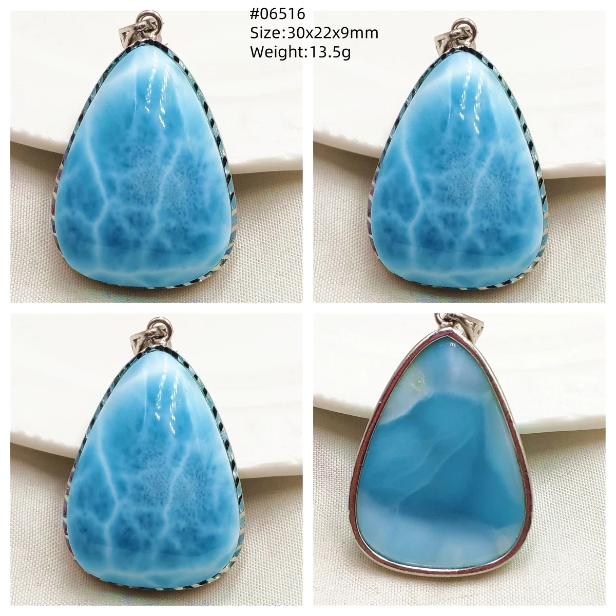Blue Larimar Heart Pendant Necklace - Image 23