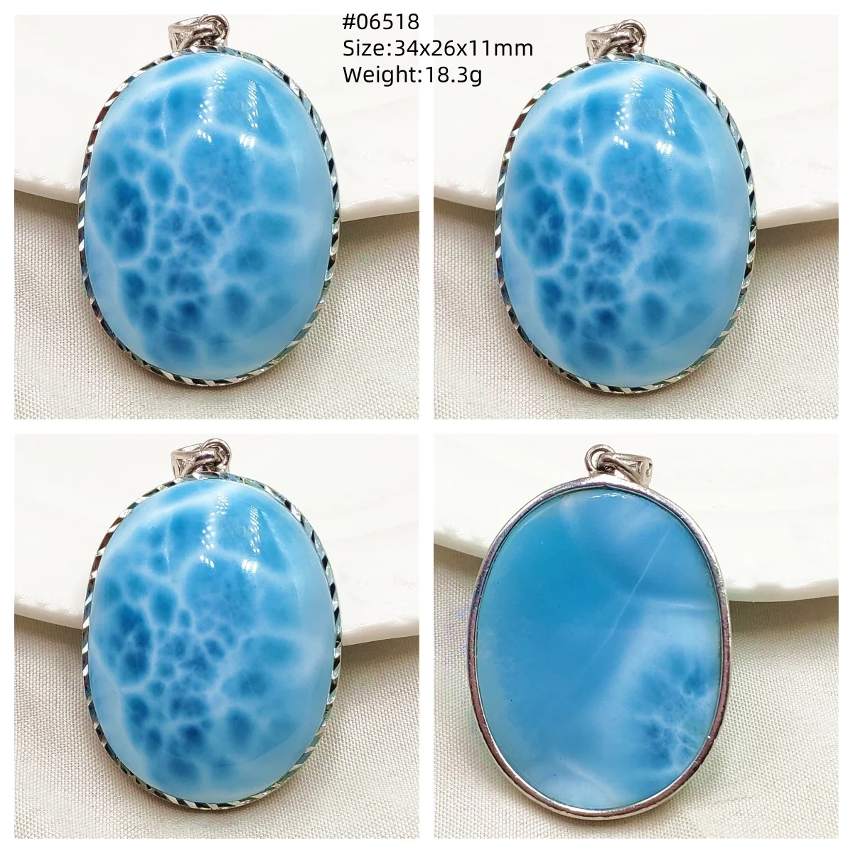Blue Larimar Heart Pendant Necklace - Image 21
