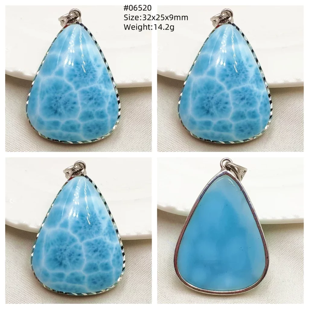 Blue Larimar Heart Pendant Necklace
