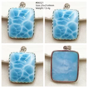 Blue Larimar Heart Pendant Necklace - Image 24