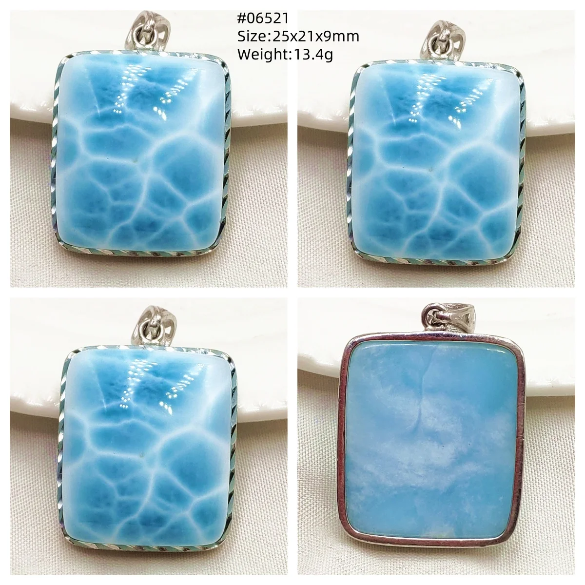 Blue Larimar Heart Pendant Necklace - Image 24