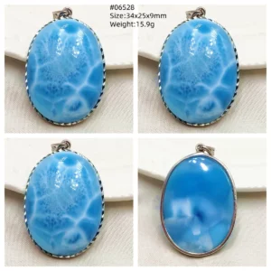 Blue Larimar Heart Pendant Necklace - Image 51