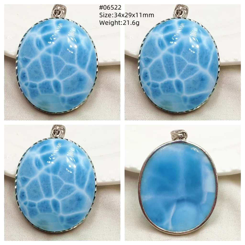 Blue Larimar Heart Pendant Necklace