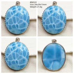 Blue Larimar Heart Pendant Necklace - Image 44
