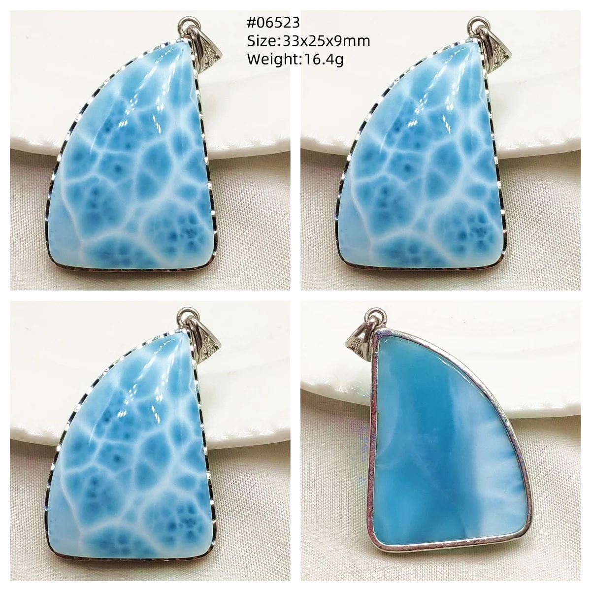Blue Larimar Heart Pendant Necklace - Image 43