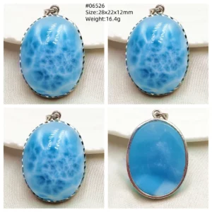 Blue Larimar Heart Pendant Necklace - Image 42