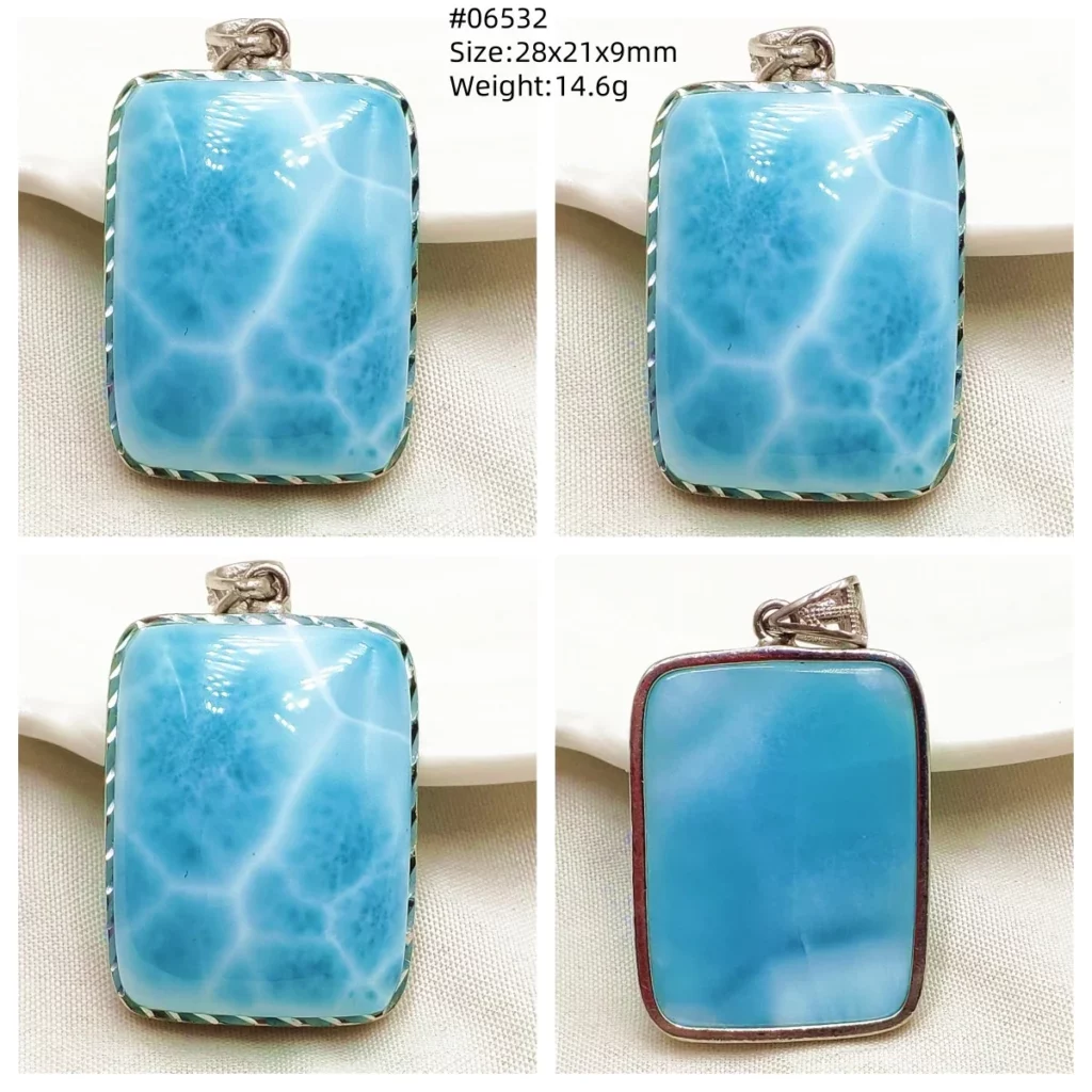 Blue Larimar Heart Pendant Necklace