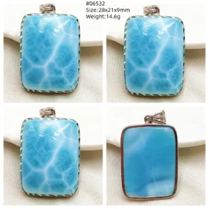 Blue Larimar Heart Pendant Necklace - Image 48