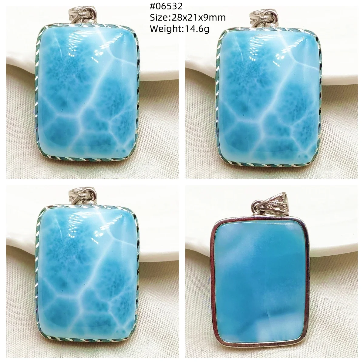 Blue Larimar Heart Pendant Necklace - Image 48