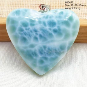Blue Larimar Heart Pendant Necklace - Image 61