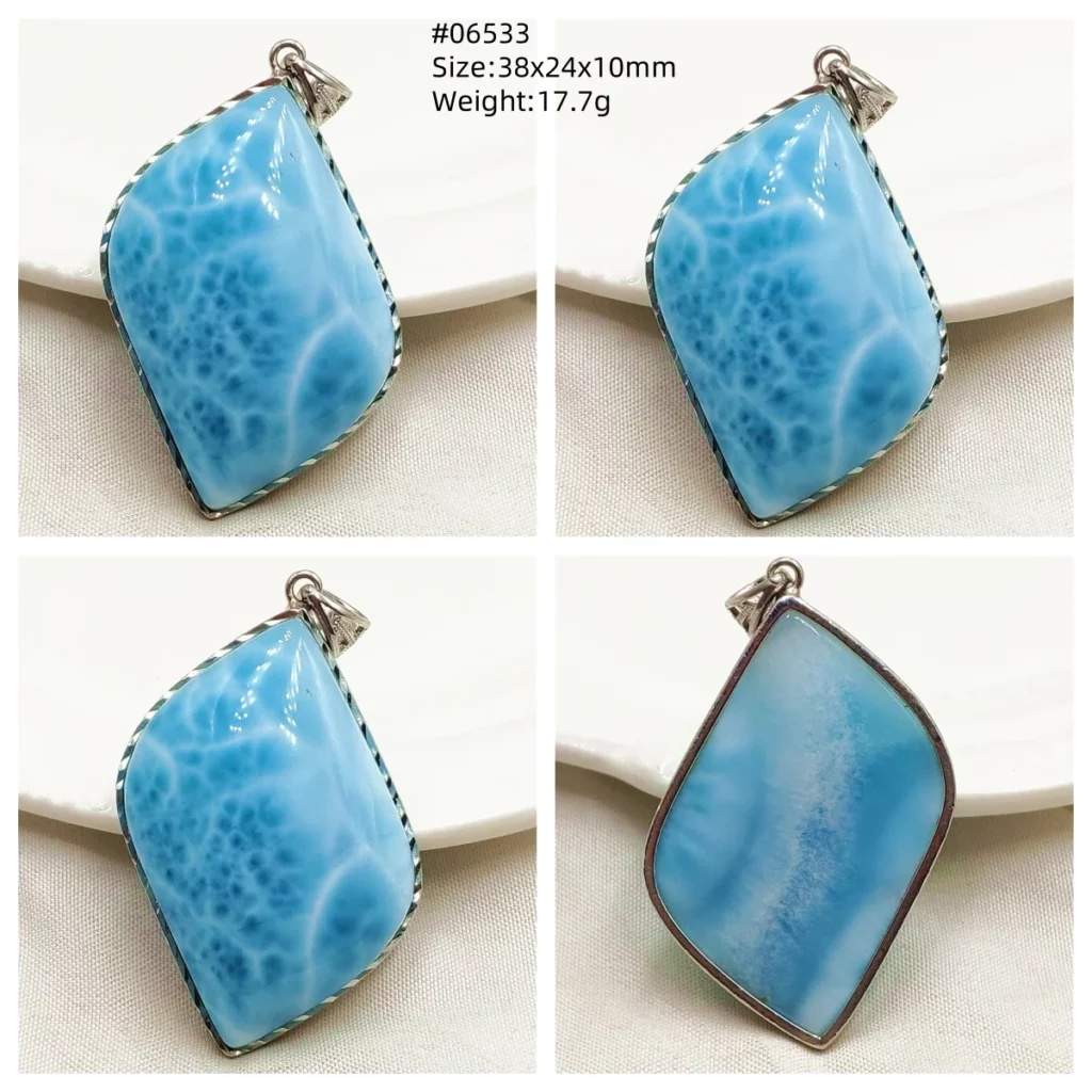 Blue Larimar Heart Pendant Necklace