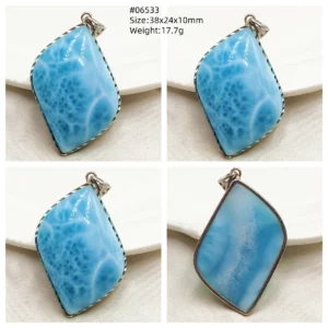 Blue Larimar Heart Pendant Necklace - Image 47