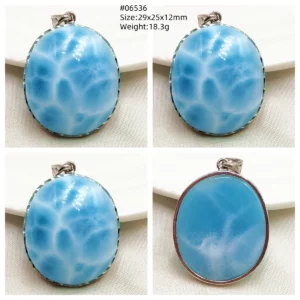 Blue Larimar Heart Pendant Necklace - Image 45