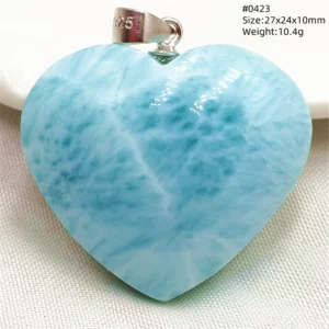 Blue Larimar Heart Pendant Necklace - Image 15