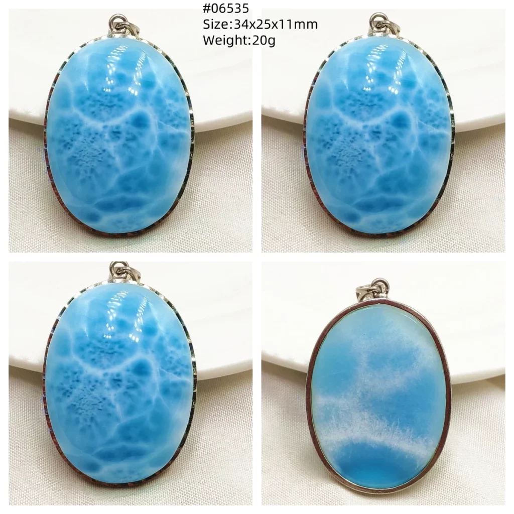 Blue Larimar Heart Pendant Necklace