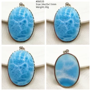 Blue Larimar Heart Pendant Necklace - Image 46