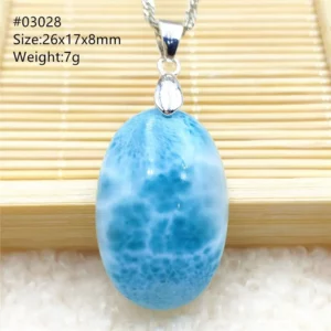 Oval Blue Larimar Teardrop Pendant Necklace, AAAAAA - Image 2