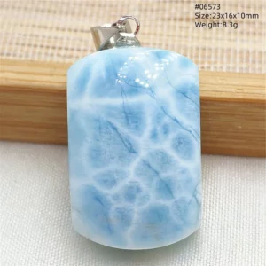 Oval Blue Larimar Teardrop Pendant Necklace, AAAAAA - Image 20
