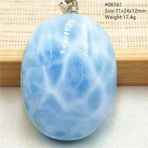 Oval Blue Larimar Teardrop Pendant Necklace, AAAAAA - Image 7
