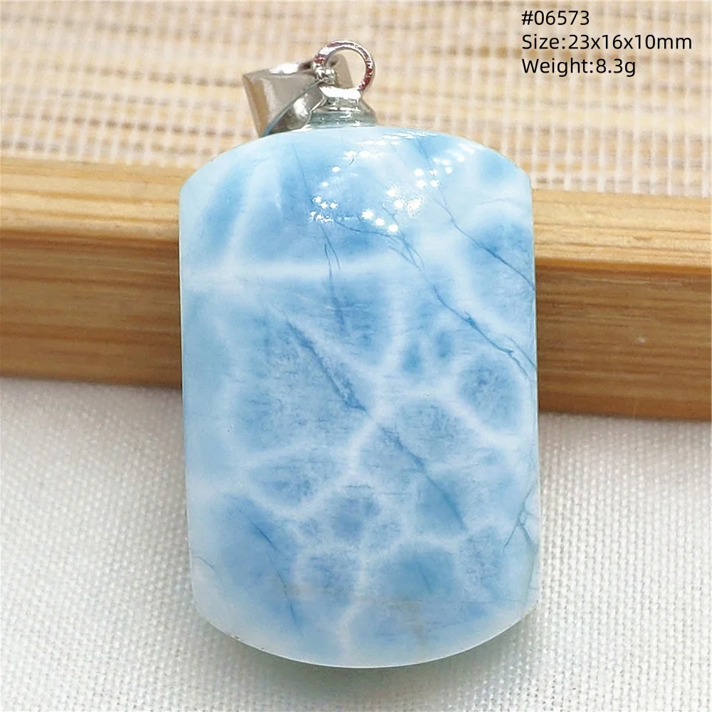Oval Blue Larimar Teardrop Pendant Necklace, AAAAAA