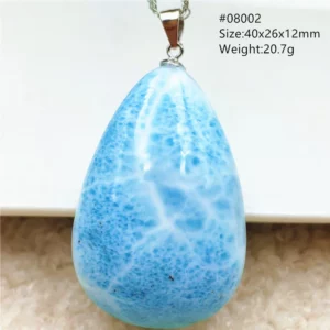 Oval Blue Larimar Teardrop Pendant Necklace, AAAAAA - Image 32