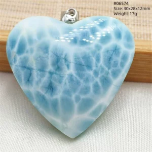 Oval Blue Larimar Teardrop Pendant Necklace, AAAAAA - Image 19