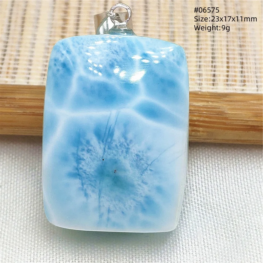 Oval Blue Larimar Teardrop Pendant Necklace, AAAAAA