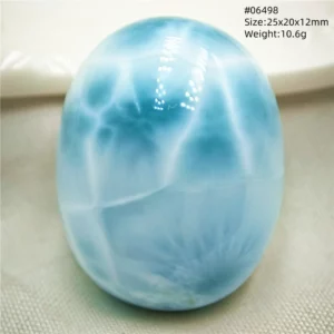 Oval Blue Larimar Teardrop Pendant Necklace, AAAAAA - Image 52